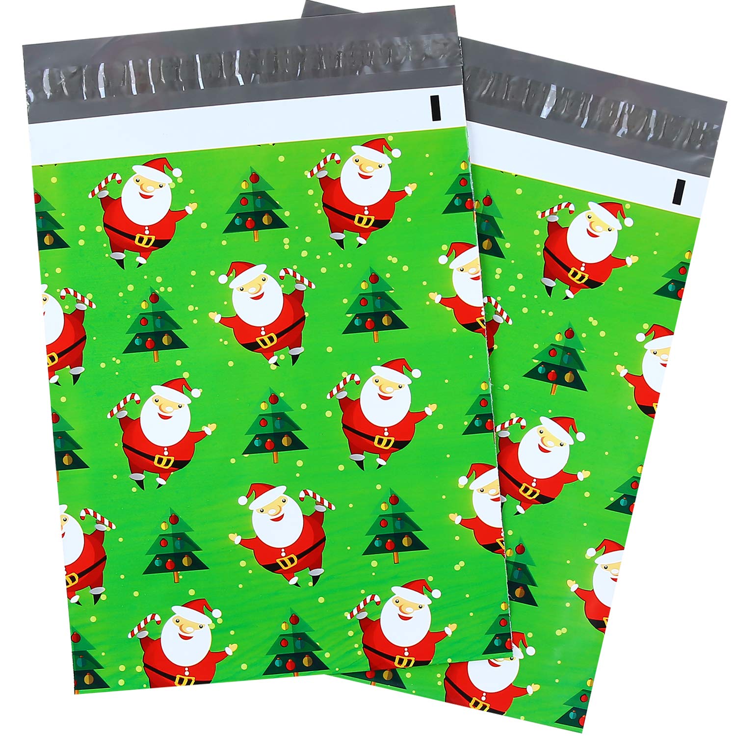 100 Pcs 10 x 13 Santa Claus Christmas Poly Mailers, Chritsmas Tree