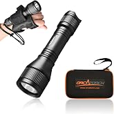 ORCATORCH D550 Dive Light with Hands-Free Wrist Mount | 1000 Lumens, 3 Modes (High/Low/Strobe), 8&deg; Narrow Beam, Magnetic Tail Switch, IP68 Waterproof, for Night &amp; Cave Diving