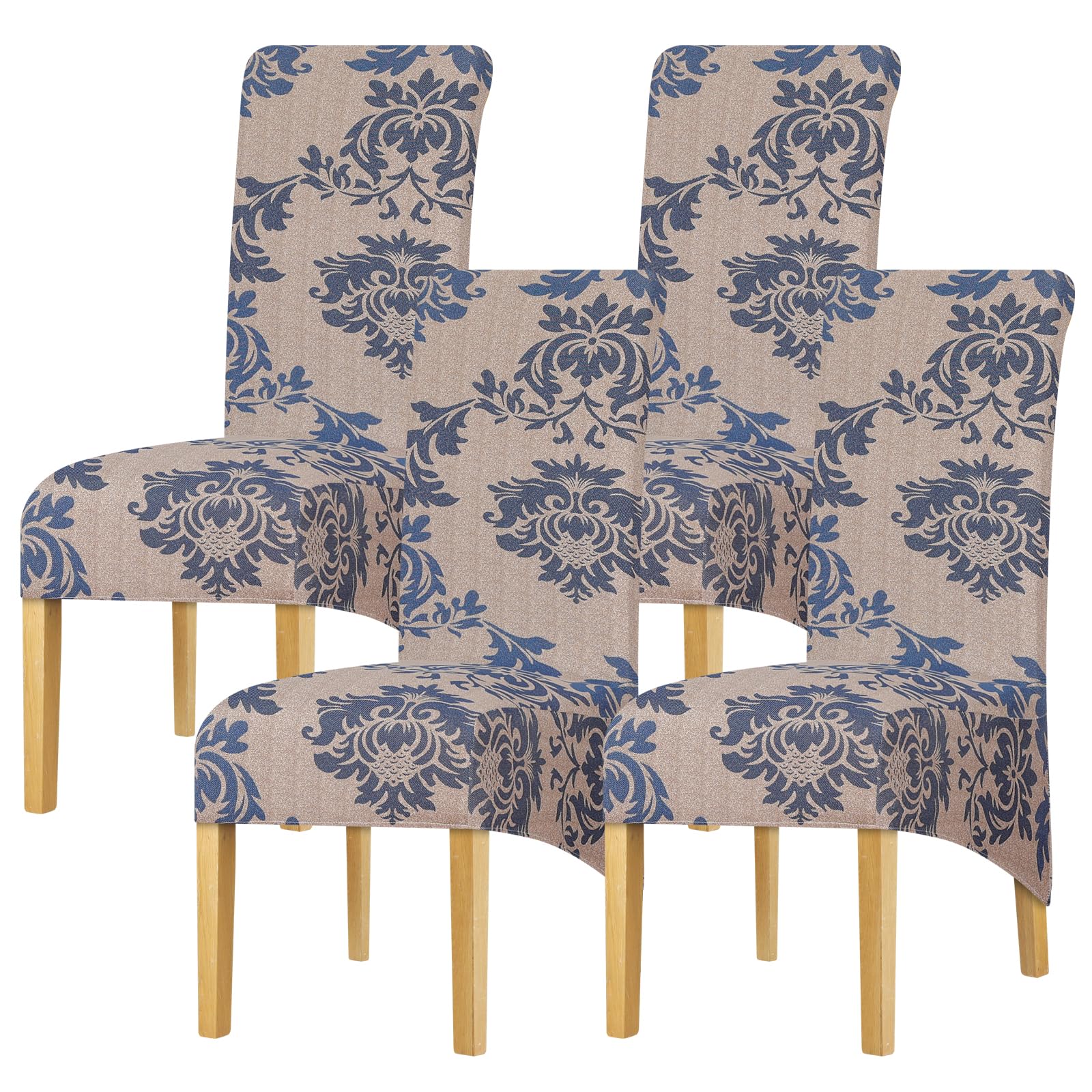 Leorate Large Size Fabric Stretch Chair Cover for Dining Room Hotel Pack 1 2 4 6 pieces (Color-126003, Pack of 4)