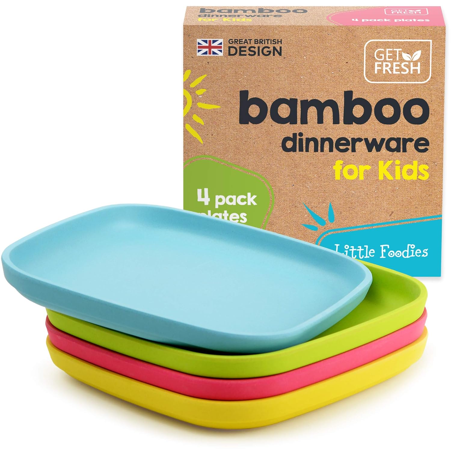 Amazon.com: Bamboo Kids Plates, 4 Pack 