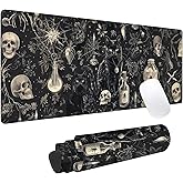 Gothic Black Cat Gaming Mouse Pad, Office Desk Mat, Anti-Slip Rubber Base Cool Aesthetic Mouse Pads for Computer Laptop Keyboard School Home Desktop Gamer Home Accessories Decor 31.5" x 11.8"