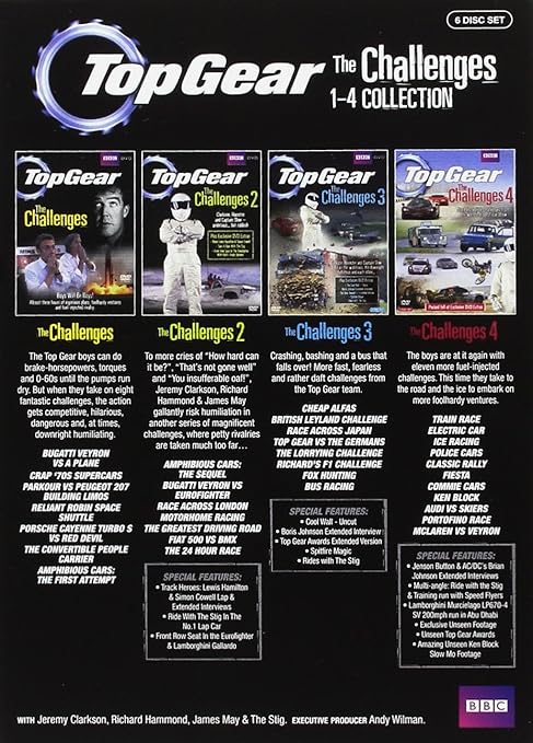 Top Gear The Challenges 1 4 Collection Dvd Amazon Co Uk Jeremy Clarkson Richard Hammond James May Jeremy Clarkson Richard Hammond Dvd Blu Ray