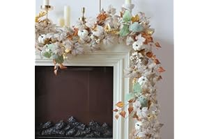 MIZII Fall Decor Artificial Maples Leaf Pumpkin Garland 6FT Autumn Maple Vines Garland Thanksgiving Halloween Harvest Decorations for Home Porch Mantle Fireplace Farmhouse Outdoor Indoor (6FT,Fall)