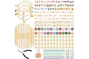 Jupwalz 478 Pcs Gold Charm Bracelet Making Kit for Adults, Includes 13 Pcs Paperclip Bracelet Chains, Enamel/KC Gold Charms, 