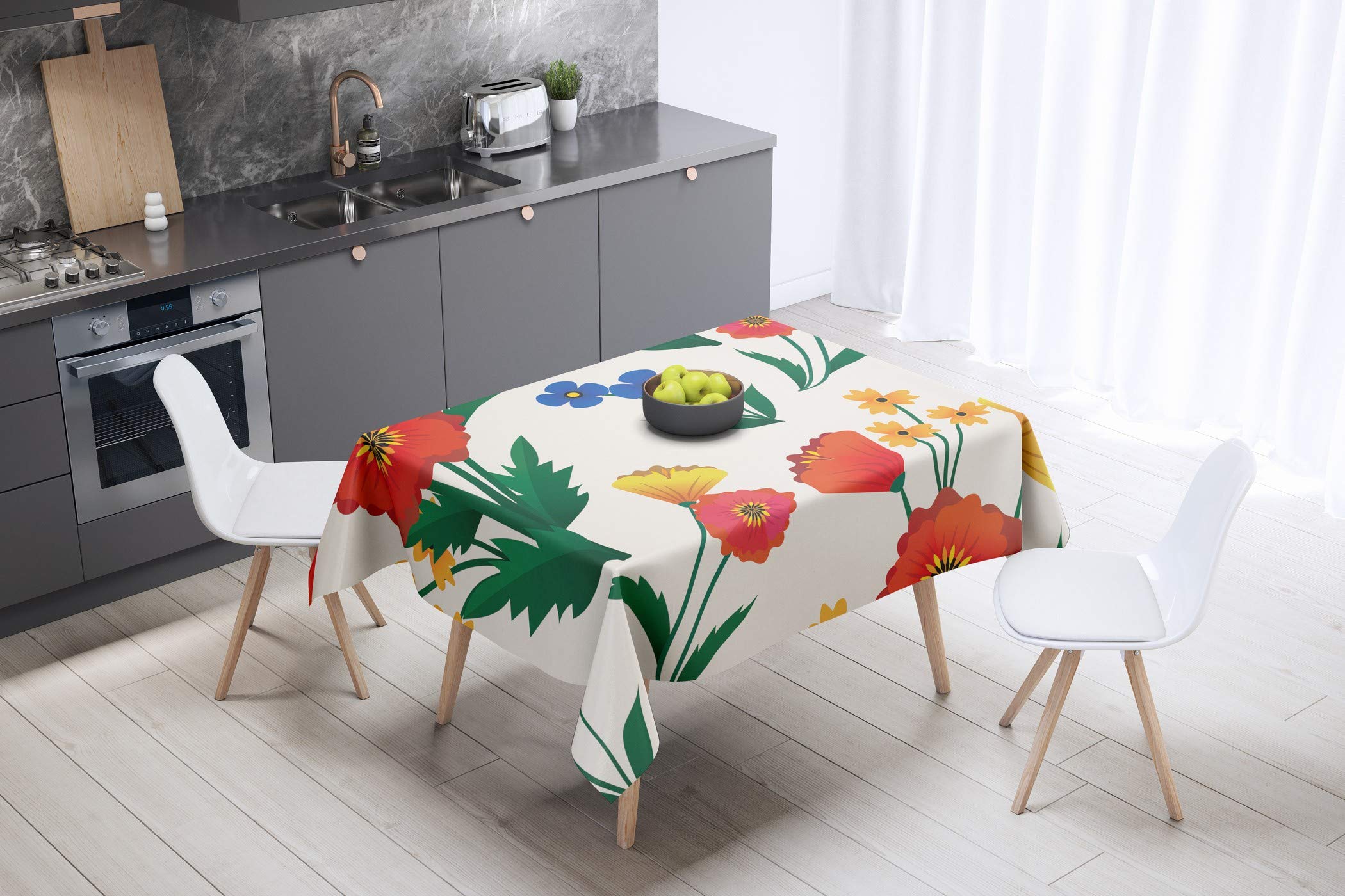Bonamaison Kitchen Decoration, Tablecloth, 140cm x 140cm - Designed and Manufactured in Turkey