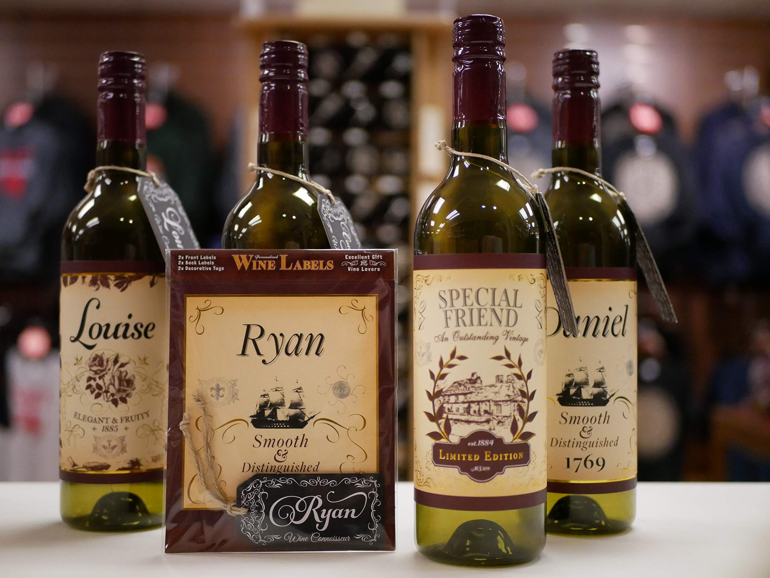 Mulberry Studios Ryan Wine Label, 2 Front and Back Labels and 2 Tags