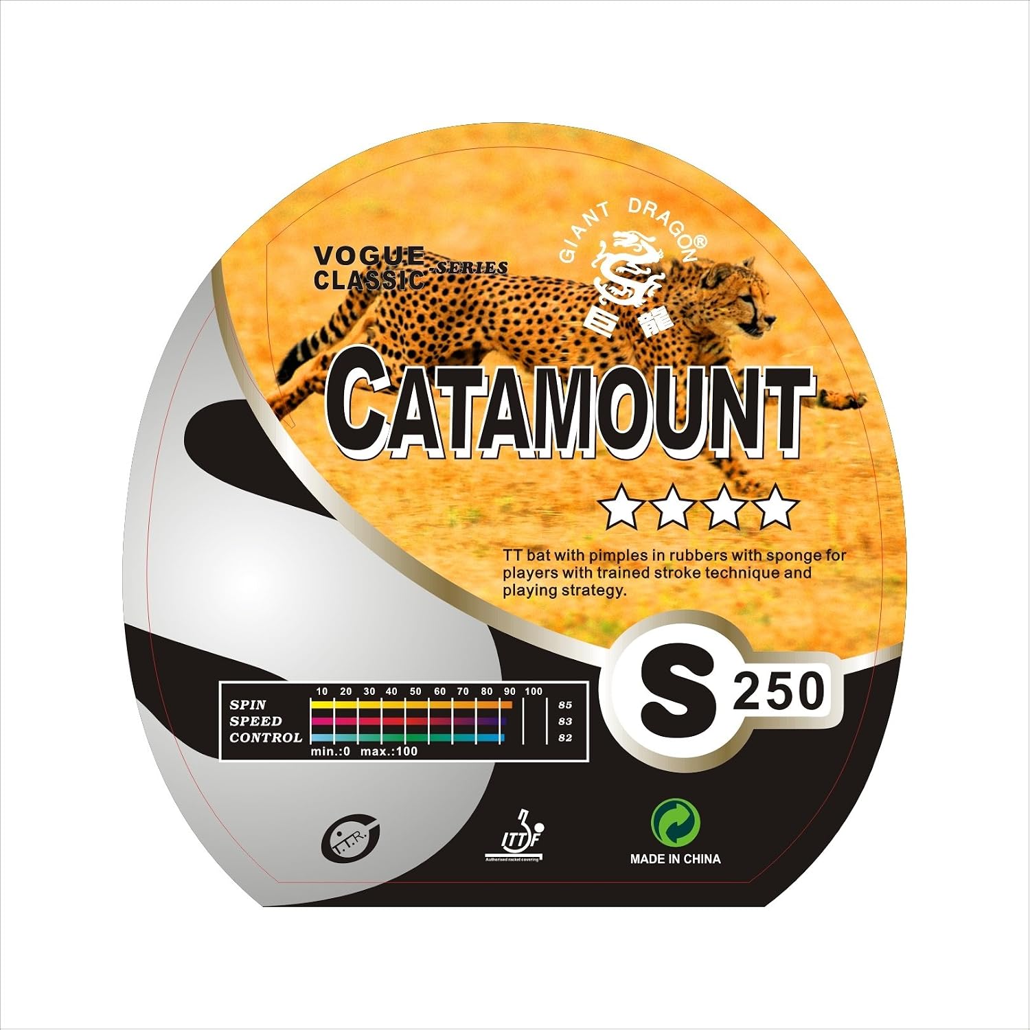 Kounga Giant Dragon Catamount-4 Stars Table Tennis Racket, Red/Black, One Size, Red / Black - Image 3