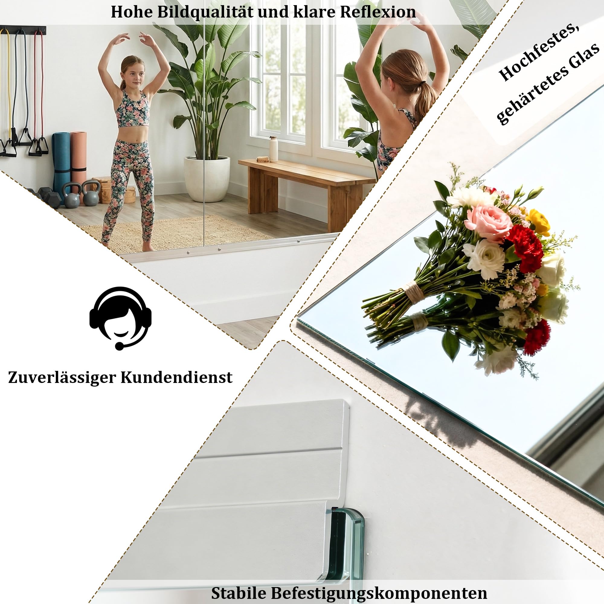 BEAUTYPEAK Wandspiegel 2PCS 121x60 cm, Groß Ganzkörper Spiegel für Gym Wand 4