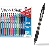 Paper Mate Profile Retractable Ballpoint Pens, Bold Point (1.4mm), Assorted Colors, 12 Count - Back to School, Office, Teacher Supplies
