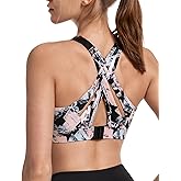 Yvette Sports Bra High Impact Adjustable Criss Cross Back, Full Support for Large Bust No Bounce