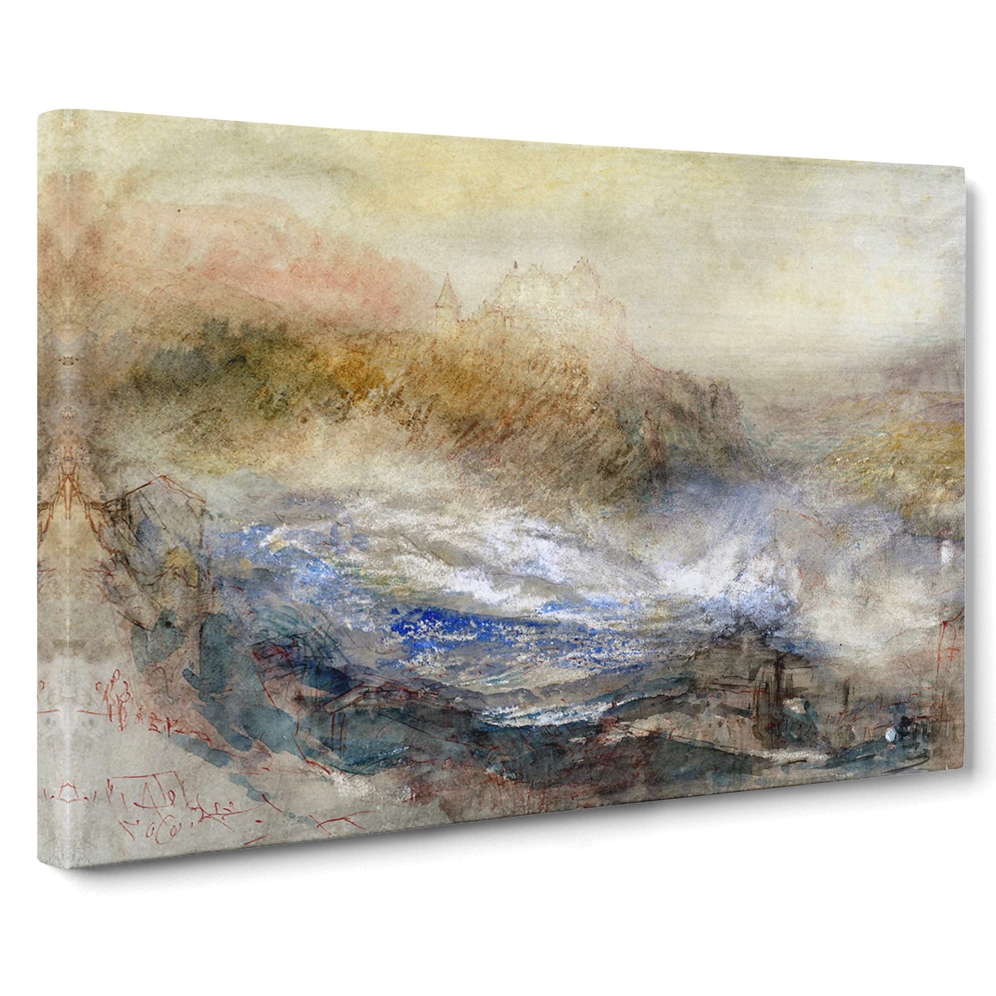 J.M.W. Turner Watercolour No.1 Canvas Print | Gallery Wrapped 30mm Frame Wall Art | 20x14 inches | Ready to Hang | Classic Picture | Living Room Bedroom Lounge Office