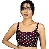 FIGURE'S DESIGNER Women's Sleeveless Square Round Neck Sequin Embroidered Readymade Saree Blouse E8