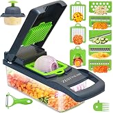Vegetable Chopper Multifunctional Food Chopper | 16-in-1 Onion Cutter with 7 Blades, Vegetable Slicer and Dicer with Container for Salad, Potato, Carrot, Garlic &amp; Kitchen Use