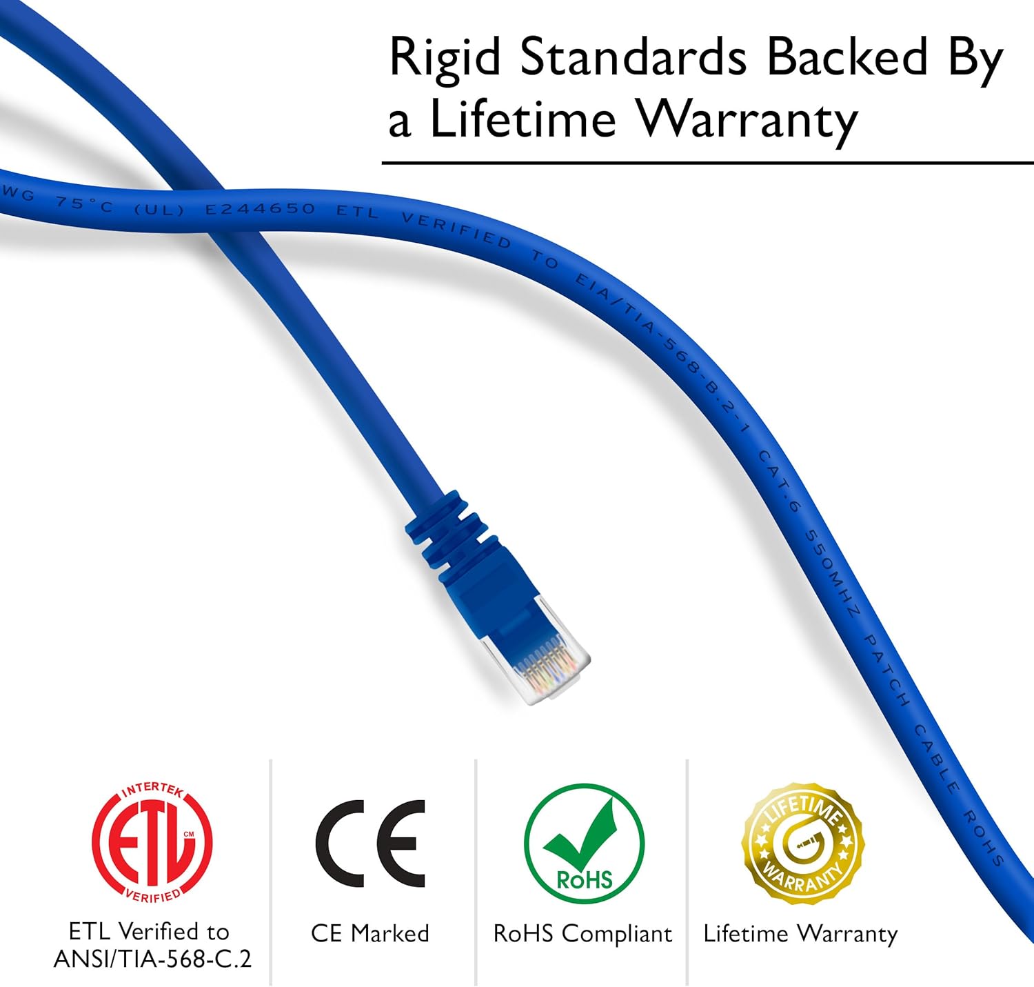 GearIT 10 Pack, Cat 6 Ethernet Cable Cat6 Snagless Patch 10 Feet - Computer LAN Network Cord, Blue - Compatible with 10 Port Switch POE 10port Gigabit: Computers & Accessories