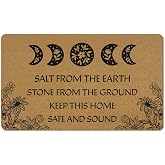 EGBTL Withcy Floral Moon Coir Door Mats Outdoor, Salt from the Earth Front Door Mat Outside Entrance, Witch Wiccan Gifts Doormat Outdoor Indoor Entrance for Home Entryway Decor, 17x30in