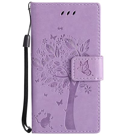 Hozor Sony Xperia Z5 Compact/Z5 mini Handyhülle, zarte Baumprägung, aus Weichem PU-Leder und TPU-weichem Silikon, starker Mag