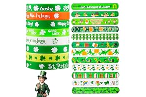 NovaHance 48Pcs St. Patricks Day Party Favors Silicone Bracelets Slap Bracelets Assorted for Kids Girls Boys Toddlers St. Patricks Day School Classroom Exchange Prizes Gifts