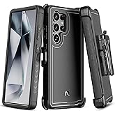M MYBAT PRO Maverick Series for Samsung Galaxy S25 Ultra Case with Belt Clip Holster, 6.9 inch, Heavy Duty Military Grade Drop Protective Case w 360° Rotating Stand (No Screen Protector) Black