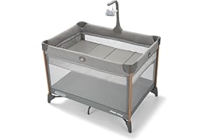 Graco On The Go Zip DLX Pack ‘n Play Playard, Folding Playpen with Bassinet, Portable Crib, Parker