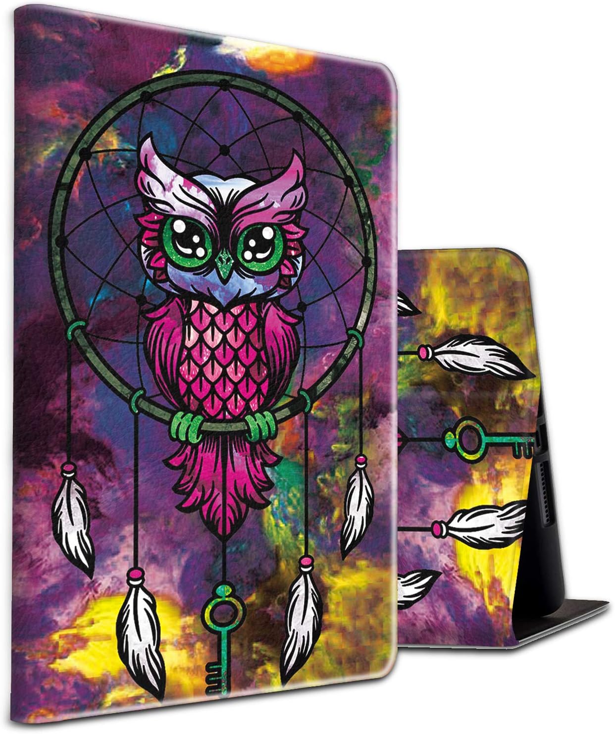 Skyfree 2018 iPad Pro 11 Case,Slim Lightweight Soft TPU Back Cover Muti-Viewing Angle Stand Case with Auto Sleep/Wake for iPad Pro 11 inch,Owl Space Dream Catcher