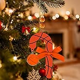 4in Easter Candy Cane Basketball Ornaments Wooden Hanging Candy Cane Ornament Sport Ball Xmas Tree Decorations for Home Crafts Basketball Lovers Family Holiday Party Supplies