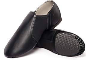 Dynadans Unisex PU Leather Upper Slip-on Jazz Shoe with Arch Insert for Women and Men's Dance Shoes