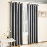 Enhanced Living Vogue Grey Silver Eyelet Thermal Curtains 46x54 inch