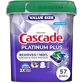 Cascade Platinum Plus Dishwasher Pods, Dishwasher Detergent, Dish Detergent Soap, Fresh, 57 Count