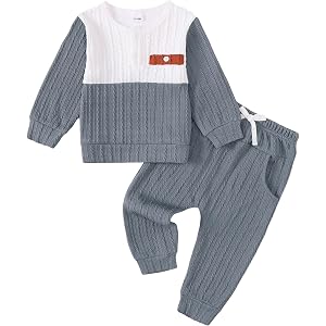 Renotemy Toddler Baby Boy Clothes Fall Winter Sweatshirt Pants Outfit 6M-4T | Baby Boy Henley Outfits, Soft Kint Long Sleeve
