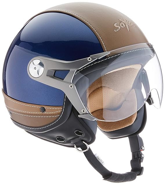 SOXON SP-325-URBAN Blue · Motorrad-Helm Retro Vintage Cruiser Jet-Helm Vespa-Helm Bobber Biker Pilot Scooter-Helm Mofa Choppe