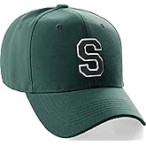 Daxton Classic Baseball Hat Custom A to Z Initial Team White Bottom Top Black Letter