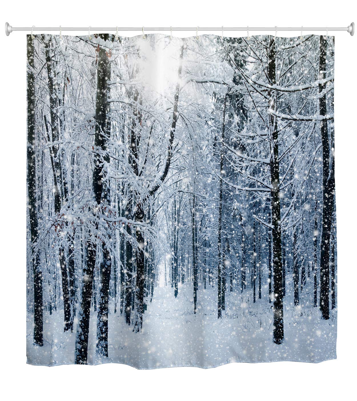 goodbath Forest Shower Curtain, Winter Snow Trees Waterproof Mildew Resistant Fabric Bathroom Shower Curtains, 72 x 72 Inch, White Brown — image 1