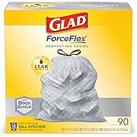 GLAD ForceFlex Protection Series Tall Kitchen Trash Bags, 13 Gal, Unscented OdorShield, 90 Ct (Package May Vary)