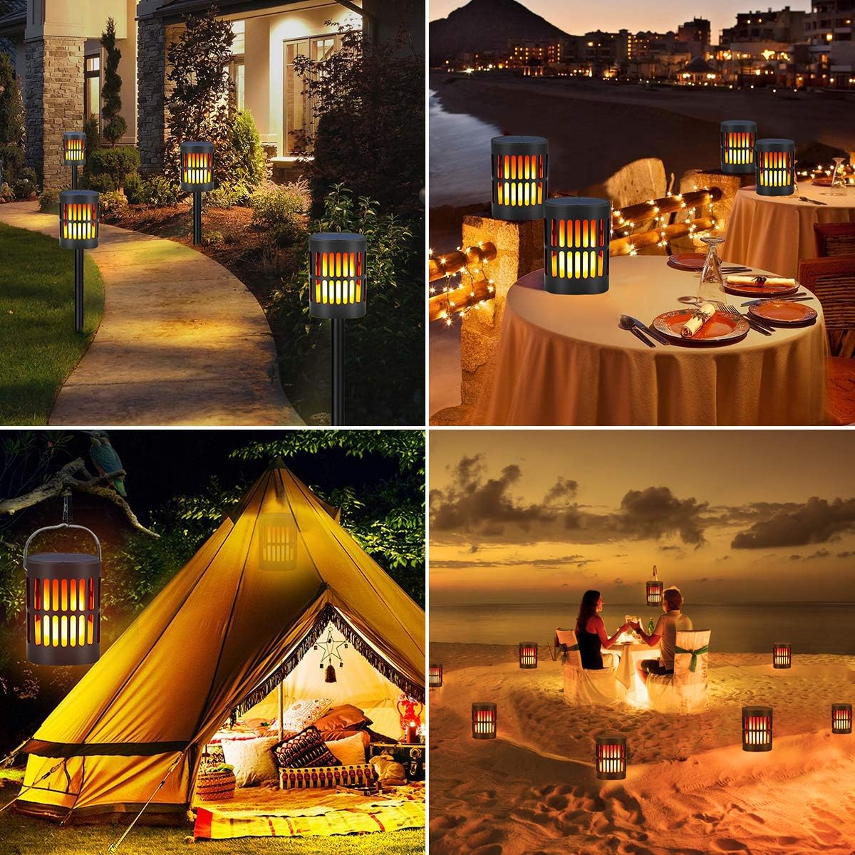 Solar Lantern Lights Outdoor Hanging Decorative -Solar Flame Torch Landscape Pathway 96 Led Waterproof Tabletop Lights Auto On/Off  for Path,Camping,Garden,Patio,Deck,Yard: Home Improvement