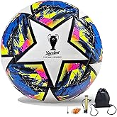 XAVOLENT Professional Soccer Ball Size 5, Thermal Bonded Waterproof PU Match-Quality Training Ball with Pump (Blue)