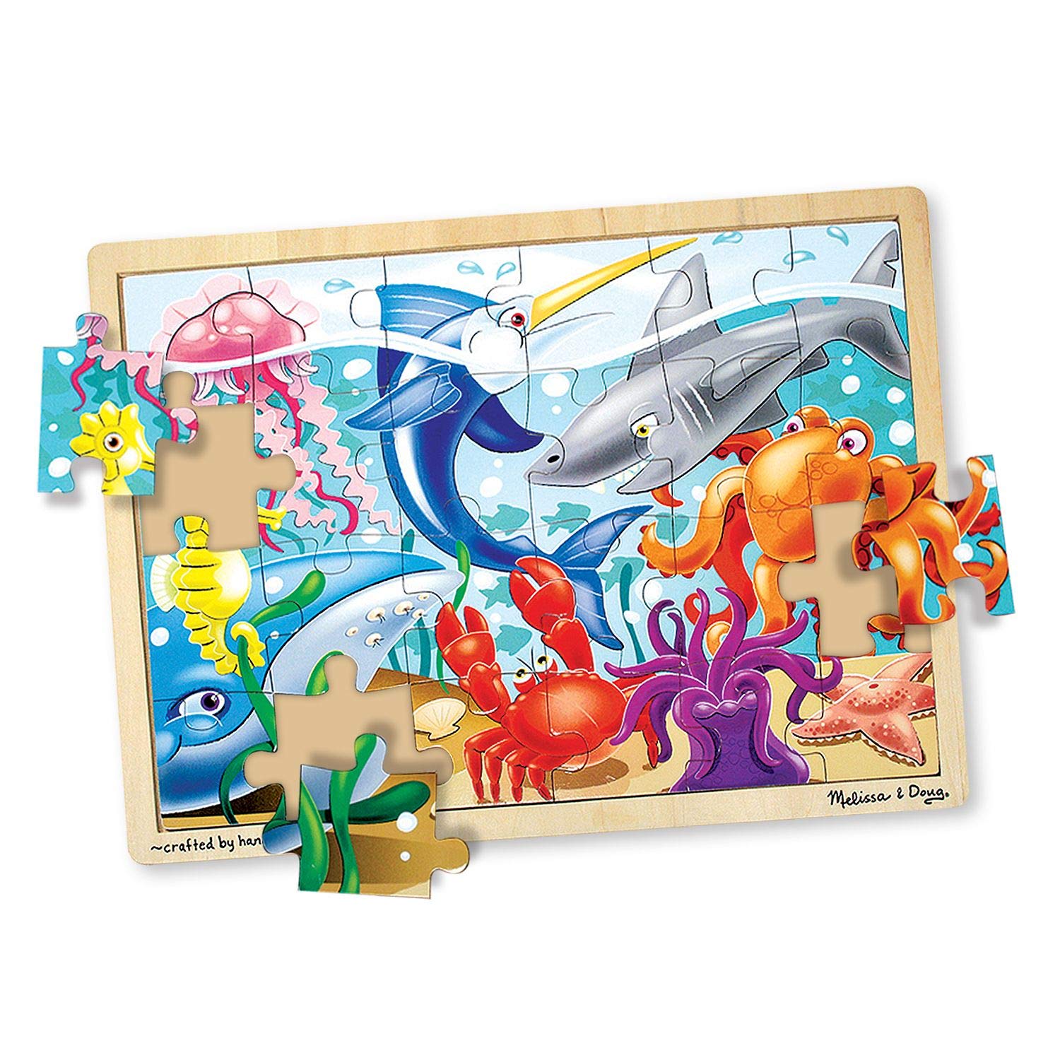 Melissa & Doug Under the Sea Wooden Jigsaw Puzzle (Preschool, Sturdy Wooden Construction, 24