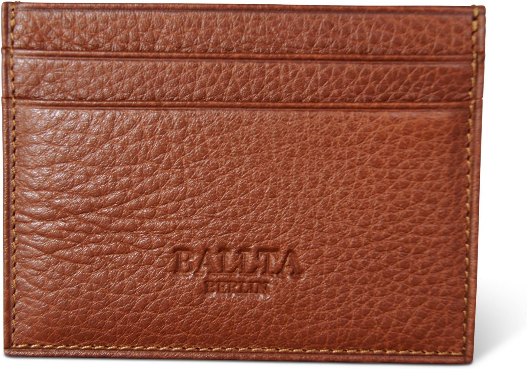 BALLTA - Luxury credit card holder made of genuine leather | Flat credit card case for fashion-conscious men | Elegant Business Card Holder | Small wallet for check cards ID and bank notes (Brown)