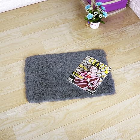 Amazon Com Omg Shop 40x60cm 15 7x23 6inch Super Soft Indoor Modern Shag Area Silky Smooth Rugs Fluffy Rugs Anti Skid Shaggy Area Rug Gray Home Kitchen