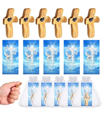 3 Croix En Bois « Cross My Heart » – Petit Format Poche, Confortables à Tenir, Pour Prière, Méditation & Cadeau Spiritualité