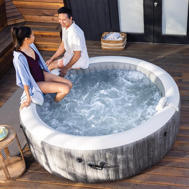 SPA Hinchable Circular Greywood Deluxe, 6 Personas, Ø216x71, Calentador, 170 Salidas Aire, Panel Control inalámbrico App, Depuradora Filtro S2, Accesorios incluidos (55101)