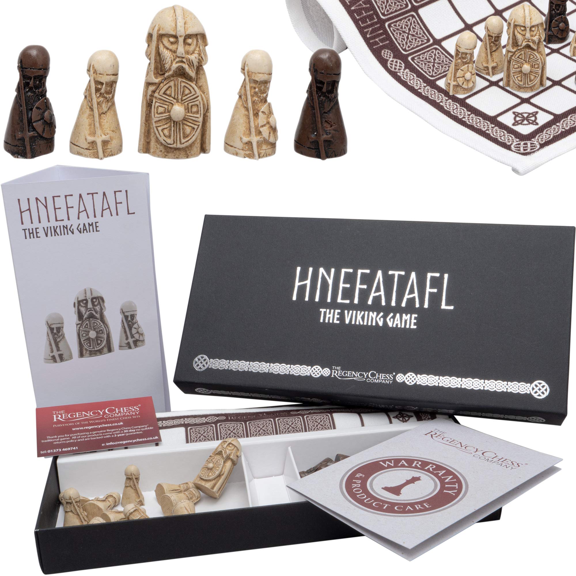 Hnefatafl - The Viking Game by the Regency Chess Company - Includes linen cloth playing board with resin Viking playing pieces