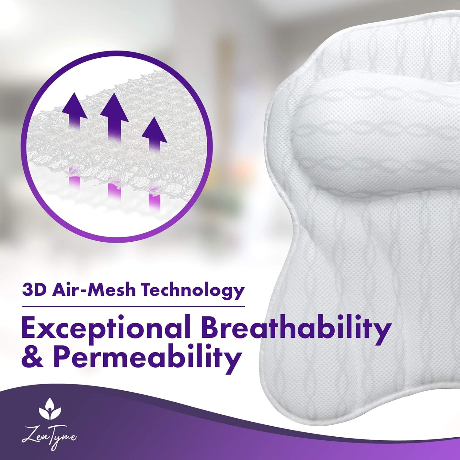 Bath Pillow Luxury Bathtub Pillow, Ergonomic Bath Pillows for Tub Neck and Back Support, Bath Tub Pillow Rest 3D Air Mesh Breathable Bath Accessories for Women & Men, Spa Pillow, Powerful Suction Cups : Beauty