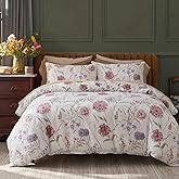 Bedding_Dreamer King Floral Comforter Set 100% Cotton Comforter 3 Pcs Red Pink Flower Bedding Set Lightweight Soft Reversible Bedding for All Season