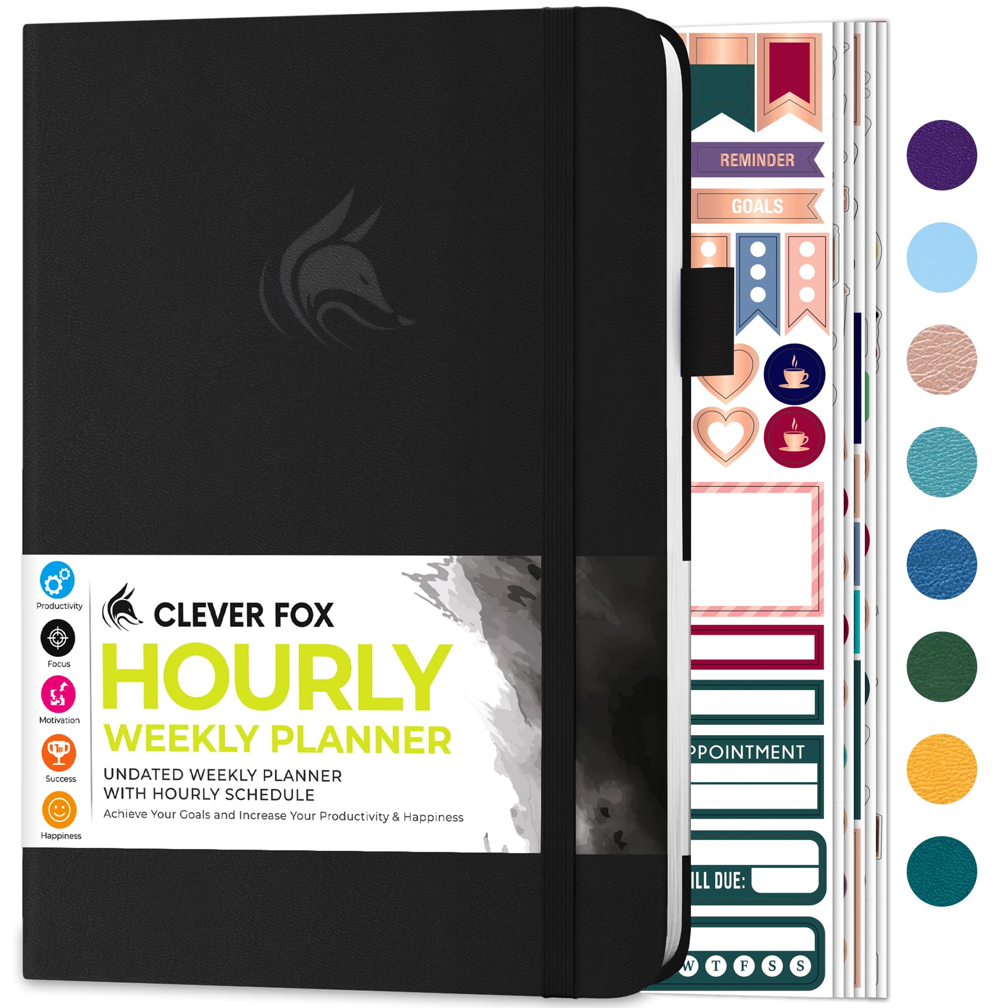 Clever Fox Planner Schedule – Undated Weekly & Monthly Life Planner with Time Slots, Appointment Book & Daily Organizer, A5 (Black) — image 1