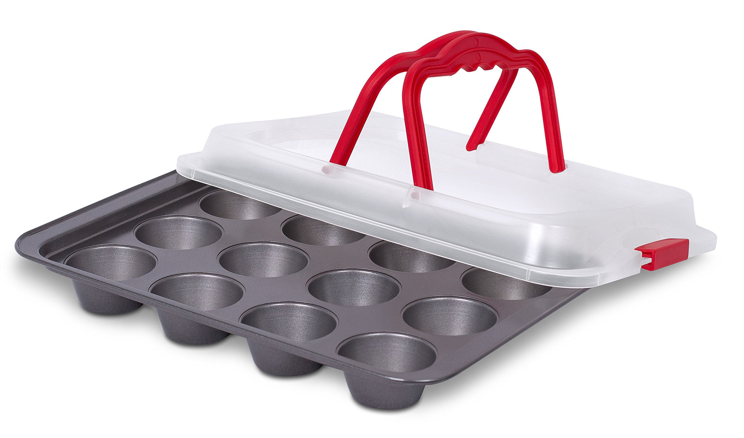 Best Cupcake Baking Pan with Lid and Handles 12 Cup Non