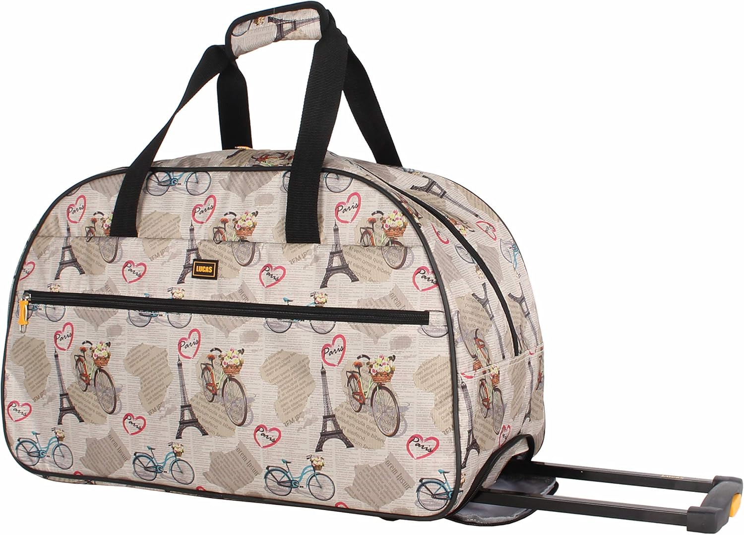 Lucas Luggage 22 Inch Printed Rolling CarryOn Suitcase Wheeled Duffel