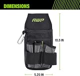 AWP L-804-1 Organizer Tool Pouch 7 Pockets Metal Belt Clip Black Gray view 3