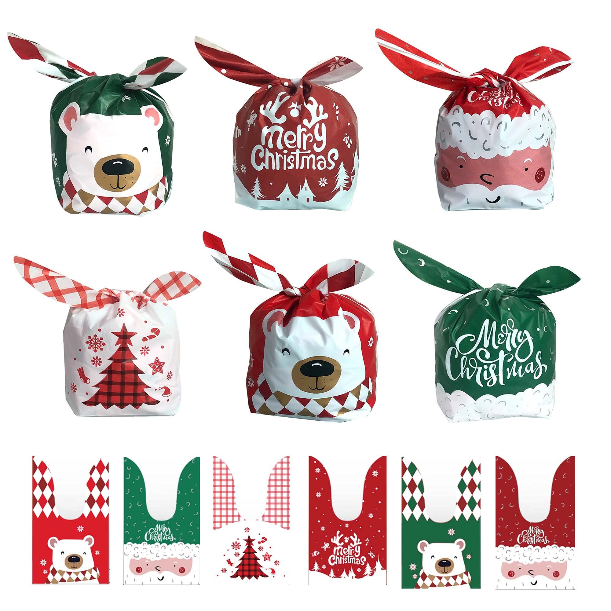 Christmas Candy Bags,60 Packs Tie Candy Bags Cookie Bags for Christmas Wedding Party Birthday Engagement Holiday Favor Small Gift Party Wrapping Bags (60PCS-XS)