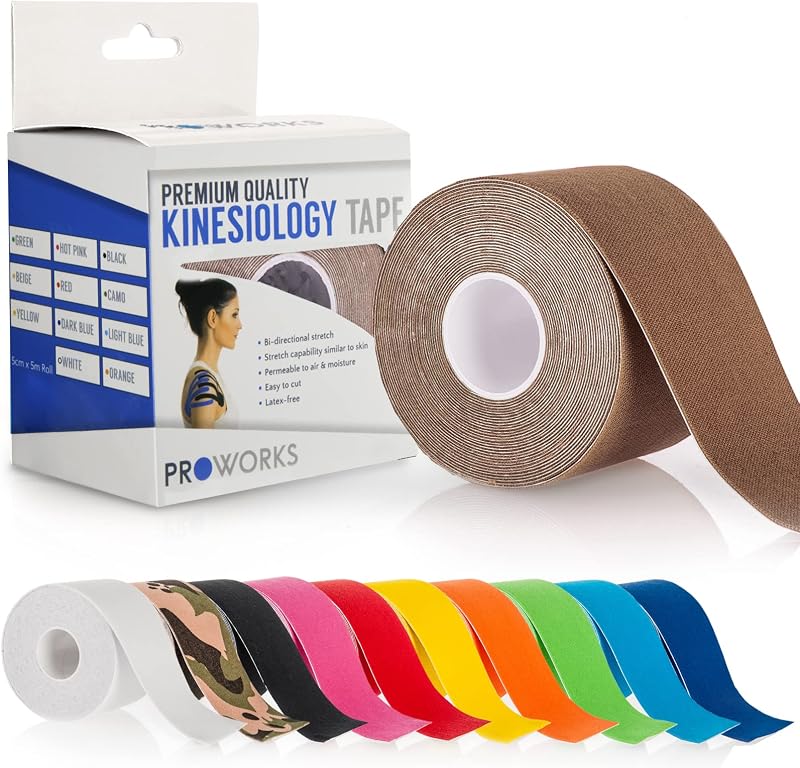 Proworks Kinesiology Tape 5m Brown Elastic Muscle Support Roll