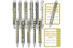 luck sea 28 Sets Dispatcher Gifts Pen and Card Set Retractable Black Ink Ballpoint Pens with Cards for 911 Dispatcher Appreci